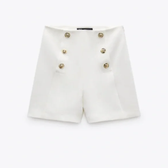 Zara Shorts Zara High Waisted Shorts With Gold Buttons Size